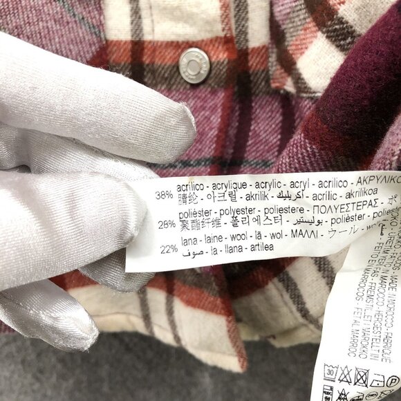 Zara Baby 18-24M Plaid Shacket Wool Blend Burgundy Shirt Jacket Fall Autumn - Picture 5 of 5